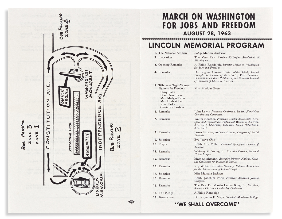 (CIVIL RIGHTS.) March on Washington for Jobs and Freedom . . . Lincoln Memorial Program.